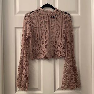 Dusty Rose Lace Crop Top
